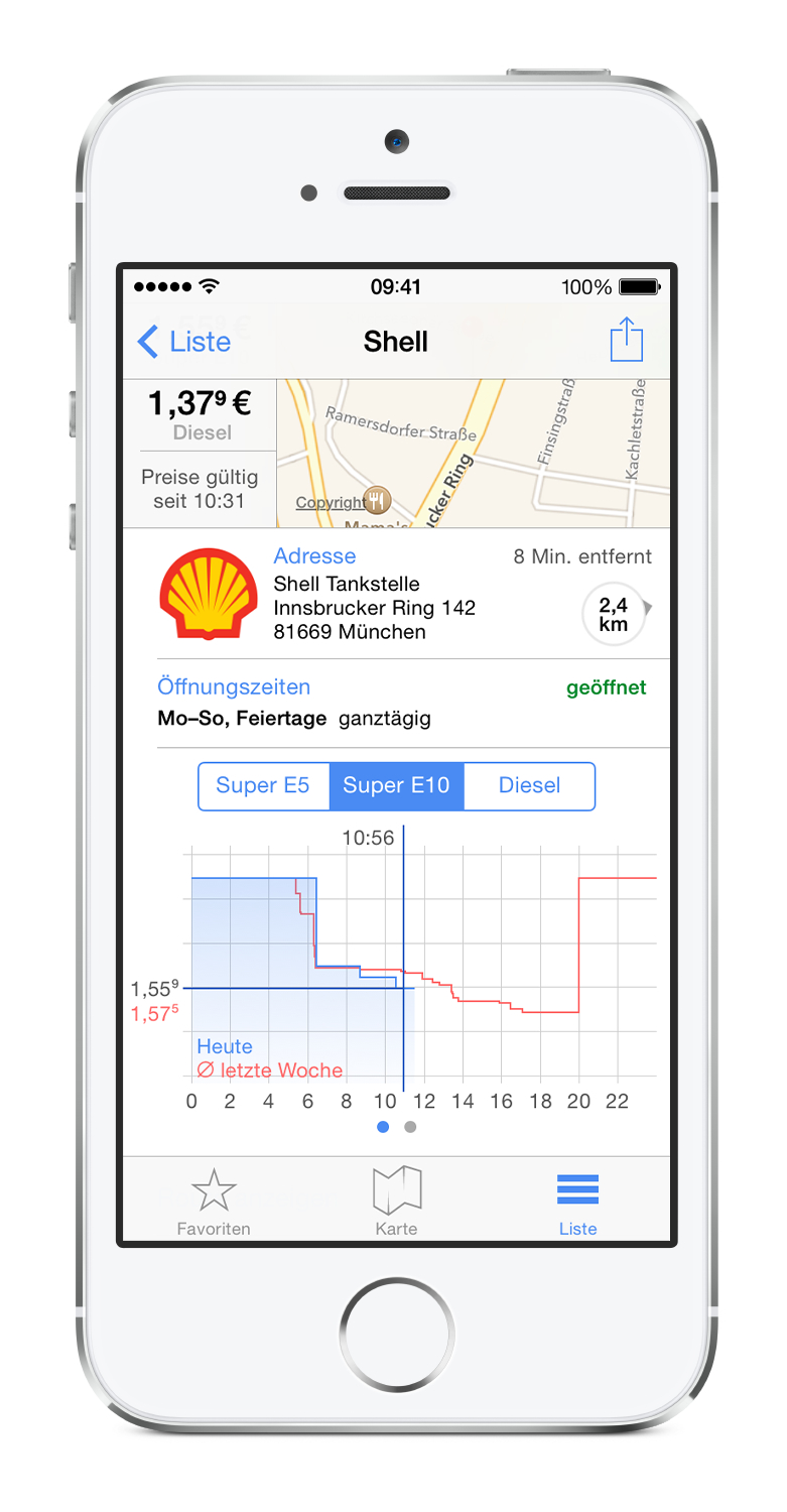 Interaktive Preisstatistik in 1-2-3 Tanken