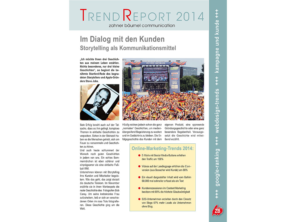 Zahner Bäumel Communication stellt Trend-Report 2014 vor.