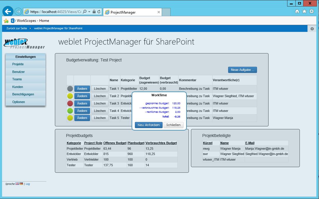 weblet ProjectManager für SharePoint weblet ProjectManager für SharePoint