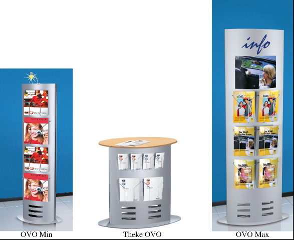Infosäule und mobile Theke aus dem OVO Programm
