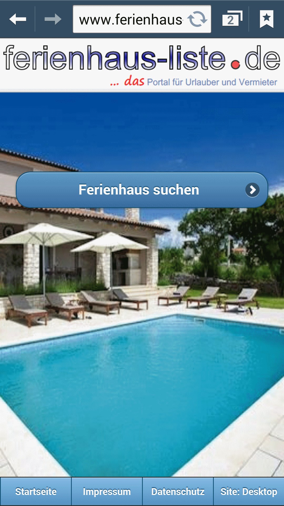 Ferienhaus-Portal für mobile Seiten und Tablets Ferienhaus-Portal für mobile Seiten und Tablets