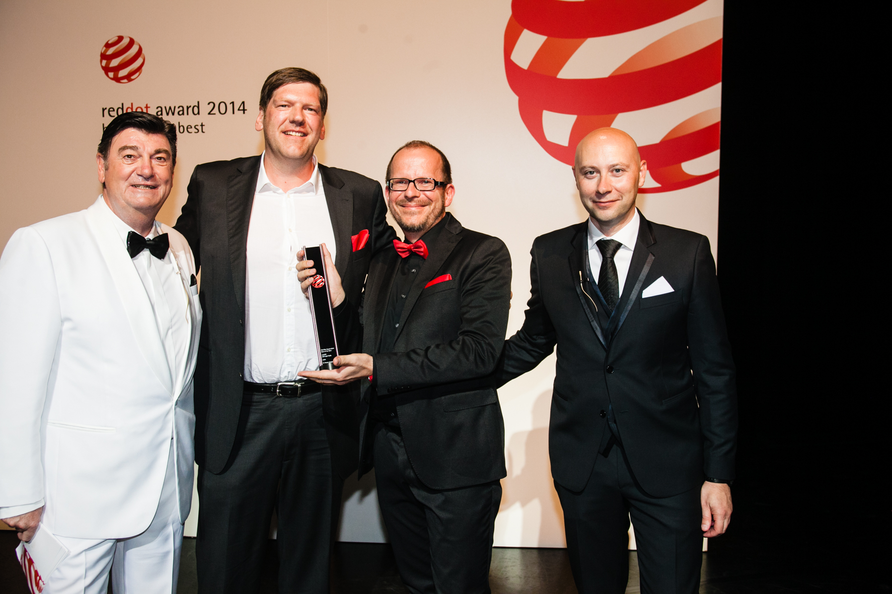 Prof. Dr. Peter Zec, CEO von Red Dot, Martin Enenkel, Markus Winkler (beide vosla), Prof. Jure Mikla