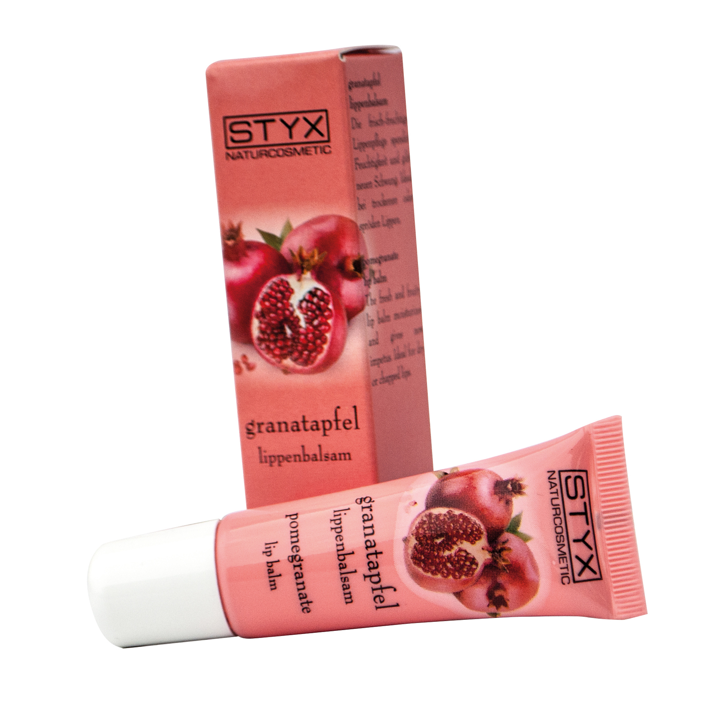 Der Granatapfel-Lippenbalsam von STYX Naturcosmetic ist in der hygienischen 10 ml Tube erhältlich. Der Granatapfel-Lippenbalsam von STYX Naturcosmetic ist in der hygienischen 10 ml Tube erhältlich.