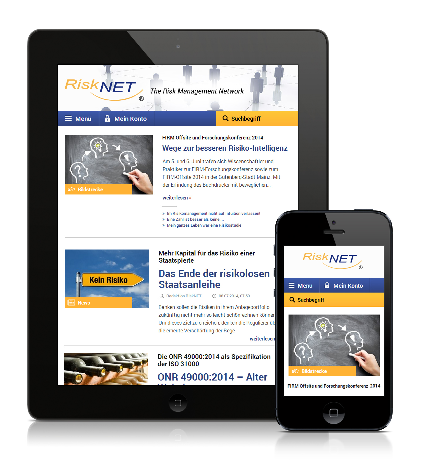 Der RiskNET Relaunchüberzeugt mit einem durchgängigen?Responsive Webdesign?