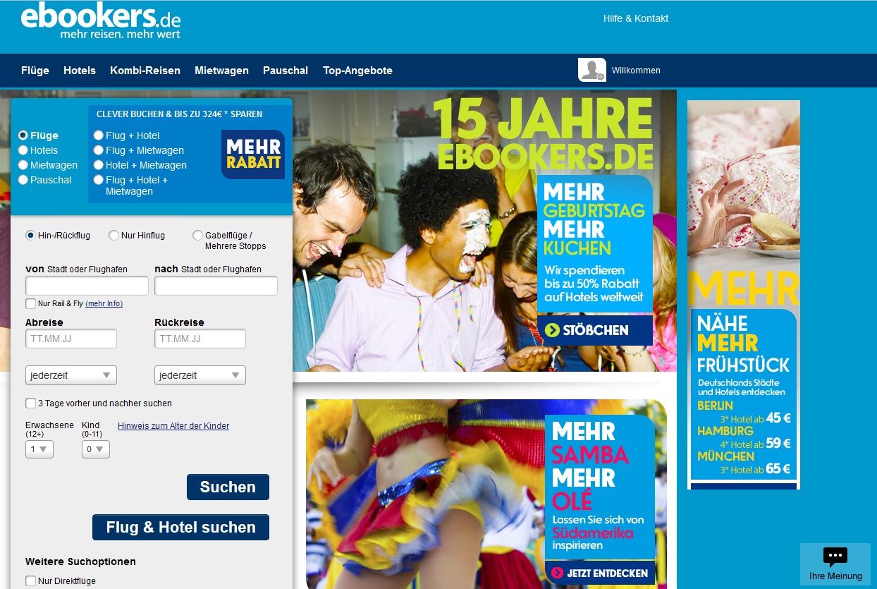 Die neue Webseite von ebookers.de macht mehr Lust auf Urlaub. Die neue Webseite von ebookers.de macht mehr Lust auf Urlaub.