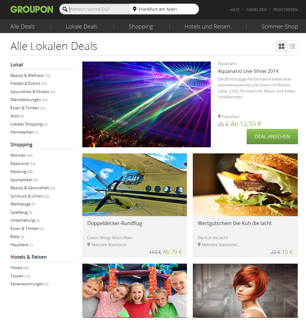 Groupon -Überarbeitete Website in neuem Design Groupon -Überarbeitete Website in neuem Design