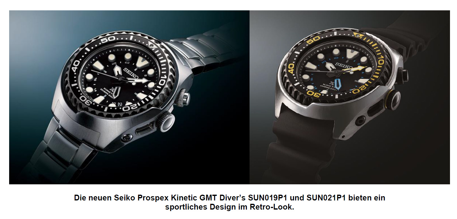 Die neuen Seiko Prospex Kinetic GMT Diver?s SUN019P1 und SUN021P1esign im Retro-Look Die neuen Seiko Prospex Kinetic GMT Diver?s SUN019P1 und SUN021P1esign im Retro-Look