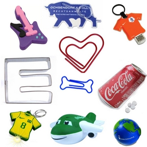 Werbegeschenke in Sonderanfertigungen - Bueroklammern, Antistressbaelle, Radiergummis, Duftbaeume...