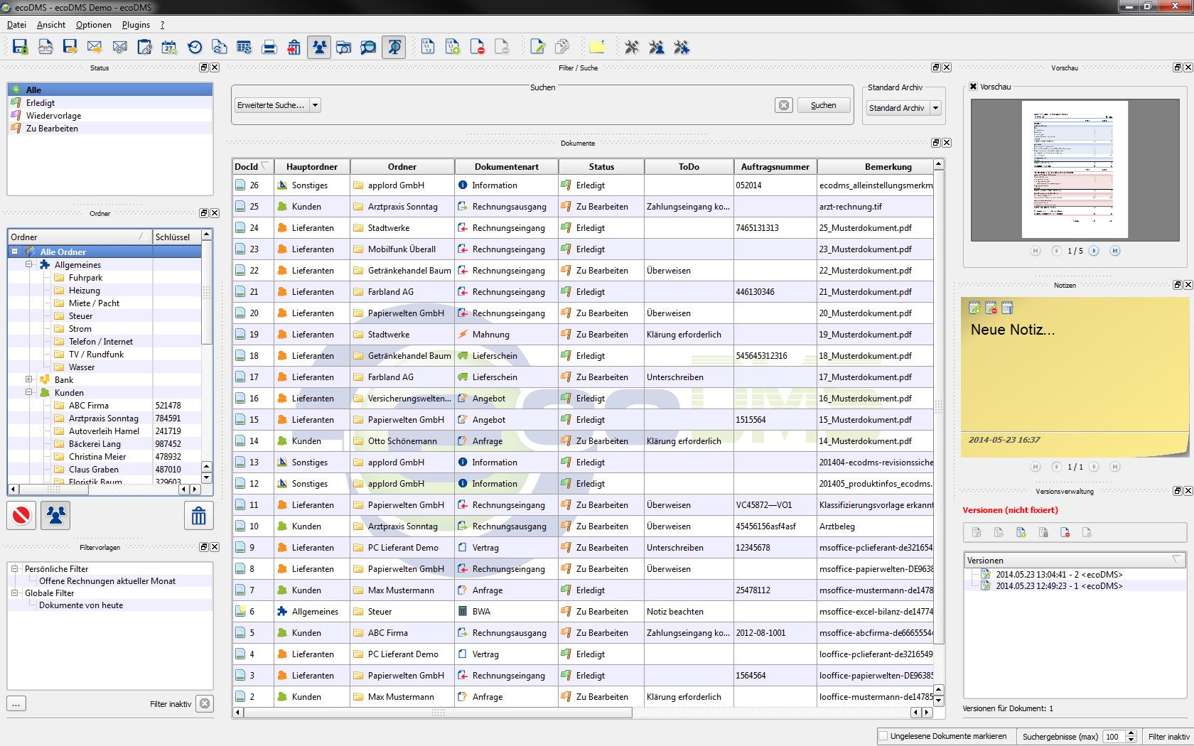 Benutzeroberfläche ecoDMS Version 12.05 (brandine) Benutzeroberfläche ecoDMS Version 12.05 (brandine)
