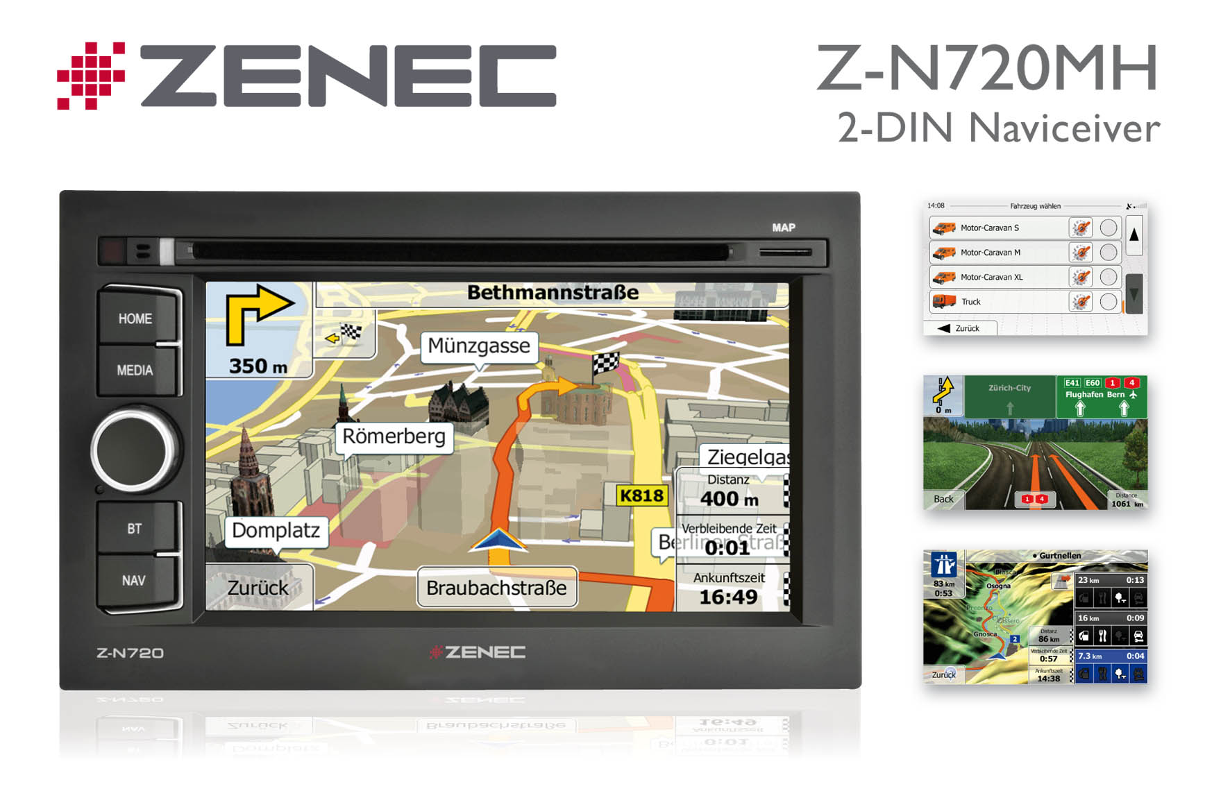 Zenec Z-N720MH: 2-Din Navi für Reisemobile und Caravans