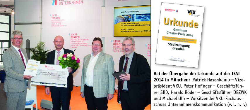 Harald Röder, Geschäftsführer der DBZWK, gratuliert dem Preisträger SRD Harald Röder, Geschäftsführer der DBZWK, gratuliert dem Preisträger SRD