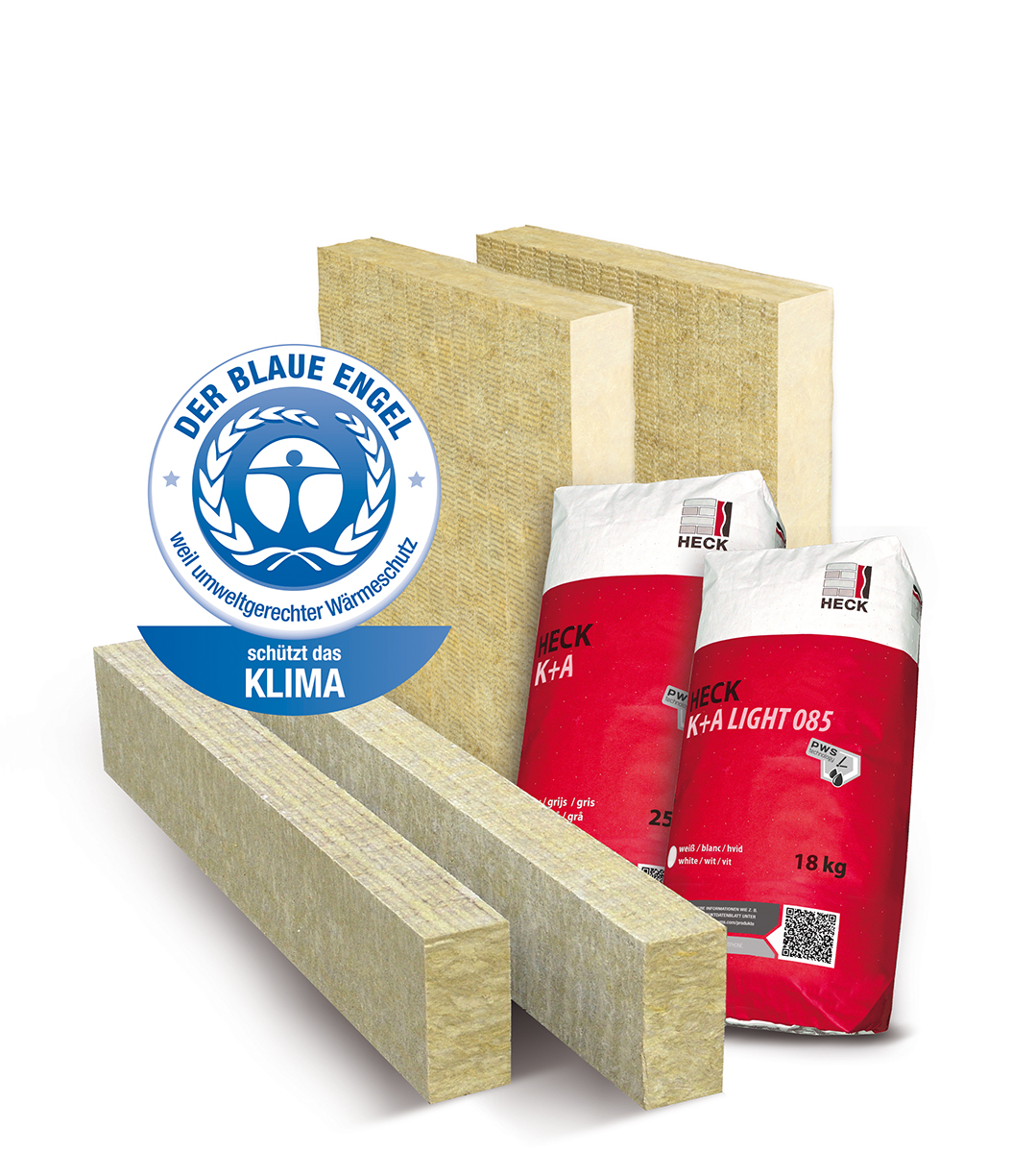 Die HECK-Systeme mit Blauem Engel bestehen aus mineralischen Produkten von HECK. Die HECK-Systeme mit Blauem Engel bestehen aus mineralischen Produkten von HECK.