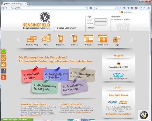 Werbung gestalten lassen und viel Geld sparen - mit KENSINGFIELD Werbung gestalten lassen und viel Geld sparen - mit KENSINGFIELD
