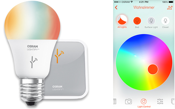 Osram LIGHTIFY-Starter-Set und Farbsteuerung der RGB-LED-Lampe via App