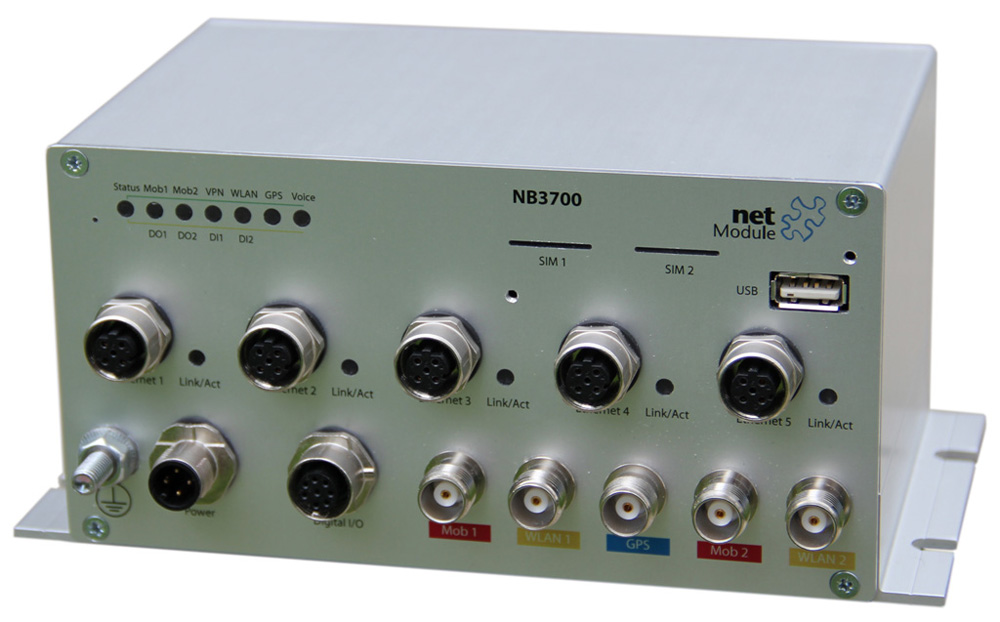 Technik fürÖPNV-Anwendungen von Morgen: Wireless NB3700 Railway Router von NetModule Technik fürÖPNV-Anwendungen von Morgen: Wireless NB3700 Railway Router von NetModule