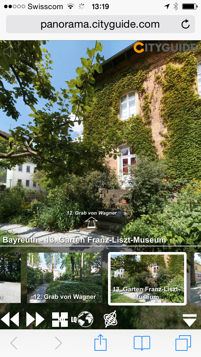 Im Bayreuth CITYGUIDE können Wagners Spaziergänge in der Stadt und Sehenswürdigkeiten als virtuelle 