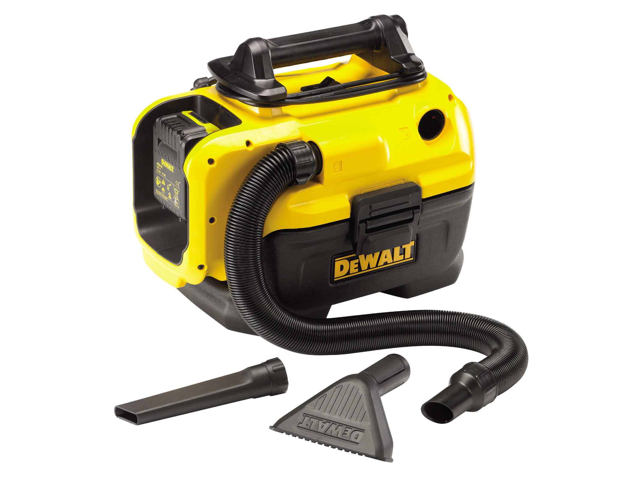 Der neue DEWALT Sauger DCV 582 für trockenen Schmutz und Flüssiges lässt sich mit Strom aus dem Netz