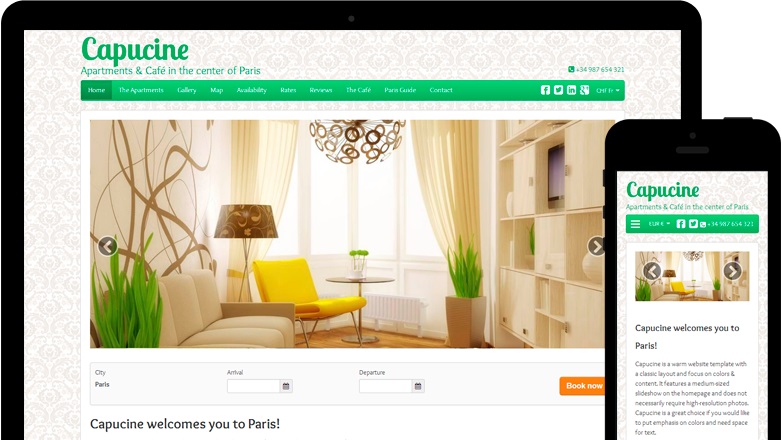 Mit Lodgify erstellte Beispiel-Homepage