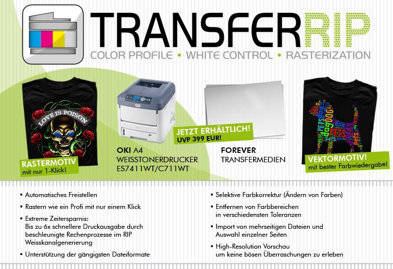 TransferRIP: Software zur optimalen Ansteuerung von OKI Weißtoner-Drucksystemen TransferRIP: Software zur optimalen Ansteuerung von OKI Weißtoner-Drucksystemen