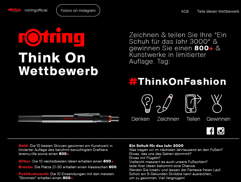 #ThinkOnFashion heißt es auf der rOtring-Website.