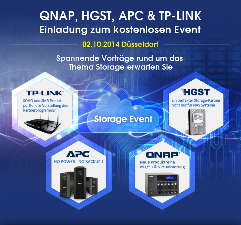 QNAP: Partner-Event am 2. Oktober mit TP-LINK, APC und HGST in Düsseldorf