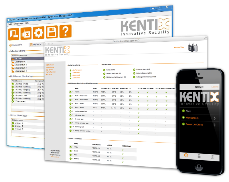 Screenshot des neuen Kentix ControlCenter Screenshot des neuen Kentix ControlCenter