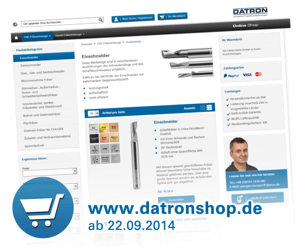 Der neue DATRON Online-Shop wird intuitiver und benutzerfreundlicher