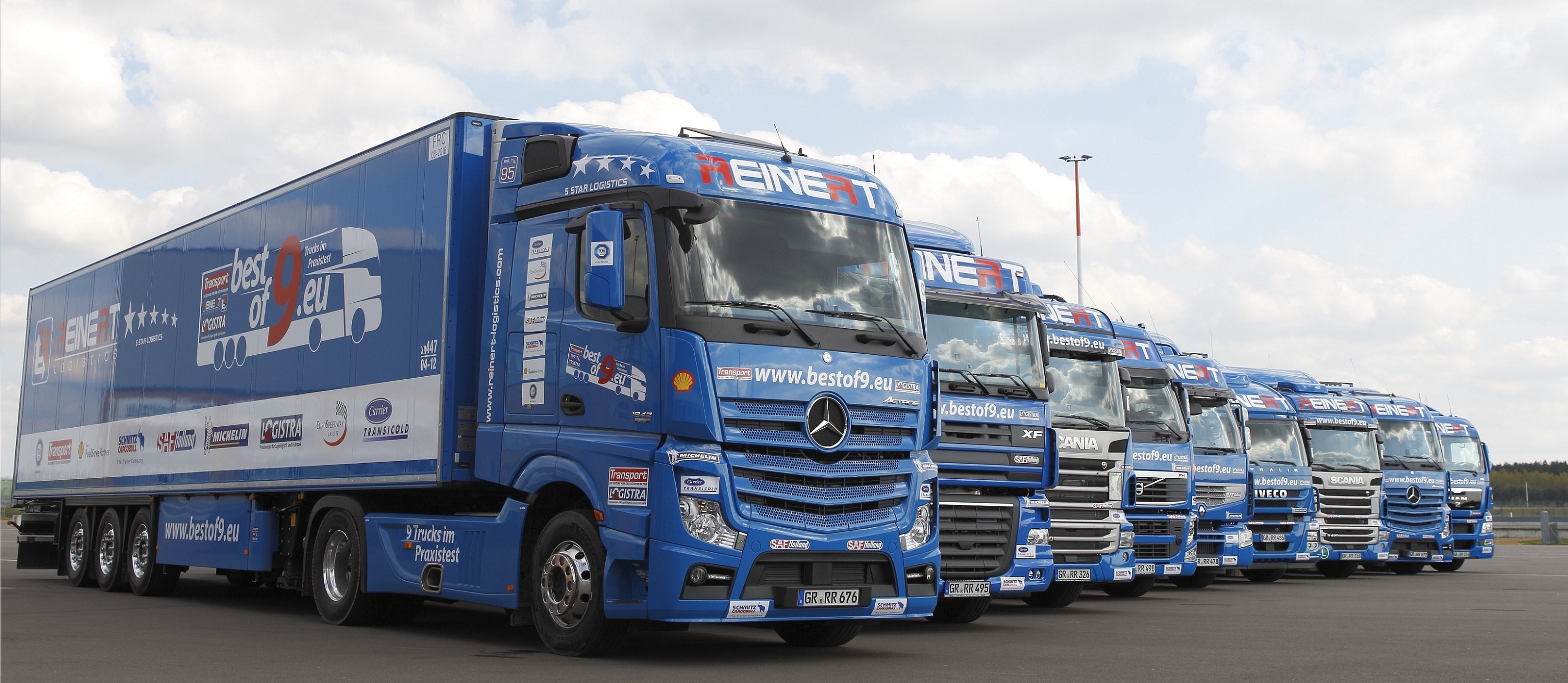 Beim Lkw-Praxistest?bestof9.eu?wurden 9 Sattelzugmaschinenüber 27 Monate im Alltag begleitet. Beim Lkw-Praxistest?bestof9.eu?wurden 9 Sattelzugmaschinenüber 27 Monate im Alltag begleitet.
