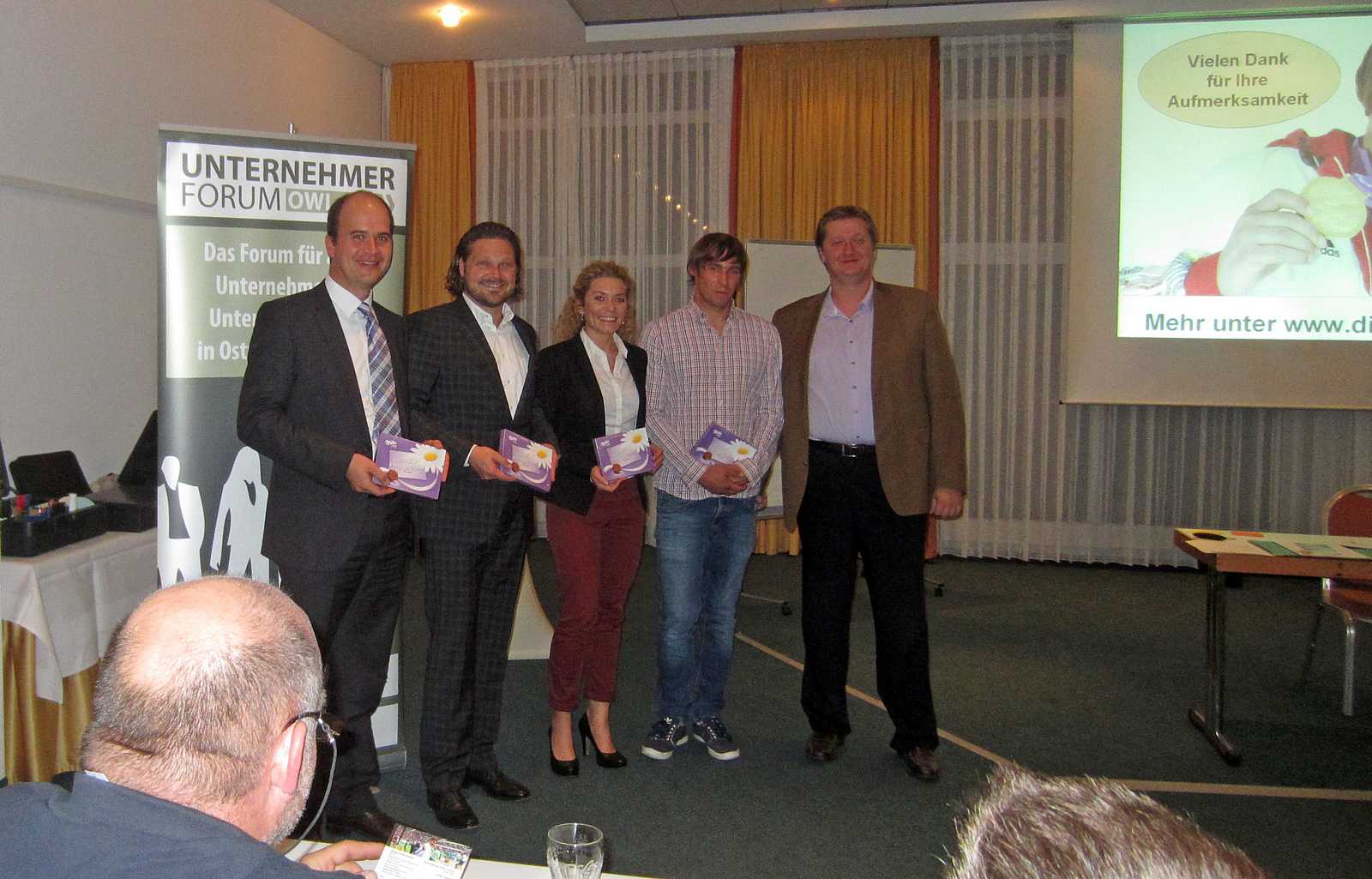 Die Protagonisten des Abends: Stefan Behler, Mirco Welsing, Ilona Fröse, Sebastian Dietz sowie Moder