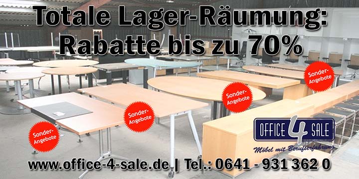 Büromöbel Räumungsverkauf in Gießen mit Rabatten von bis zu 70% - Aktion bis 31. Büromöbel Räumungsverkauf in Gießen mit Rabatten von bis zu 70% - Aktion bis 31.