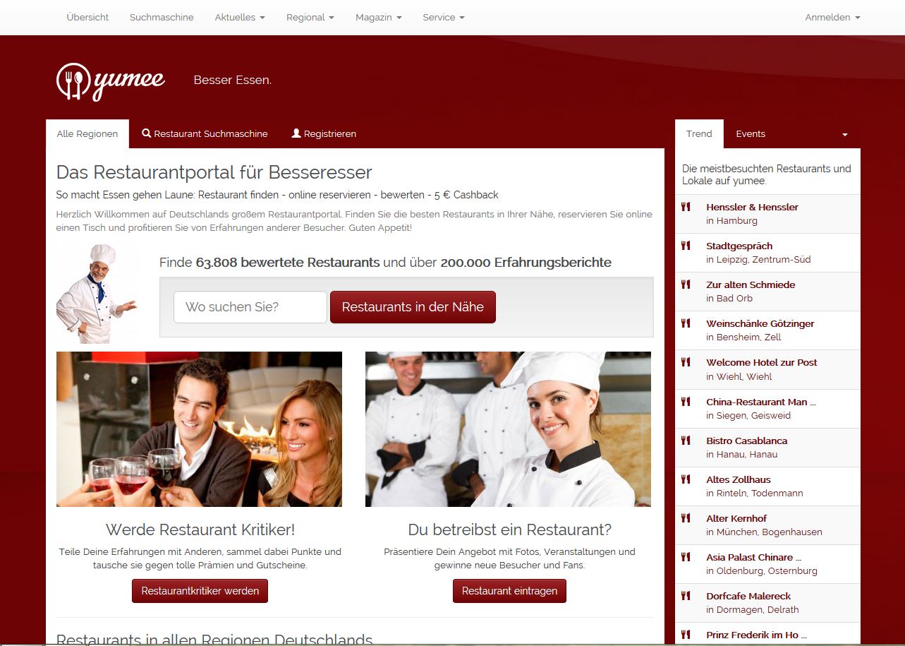 Startseite von yumee.de