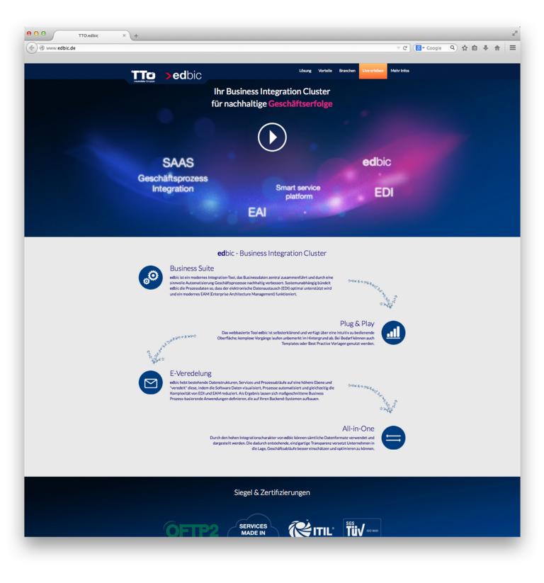 Neue edbic-Landingpage von TTO am Start