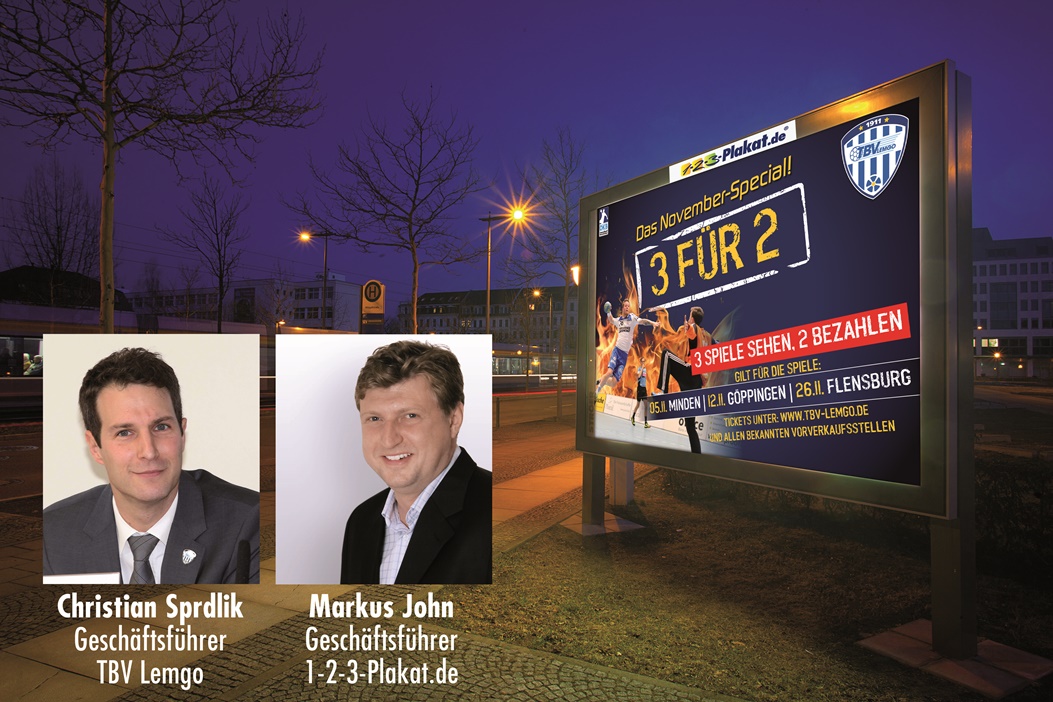 1-2-3-Plakat.de und TBV Lemgo verlängern Partnerschaft und starten neue Kampagnen 1-2-3-Plakat.de und TBV Lemgo verlängern Partnerschaft und starten neue Kampagnen