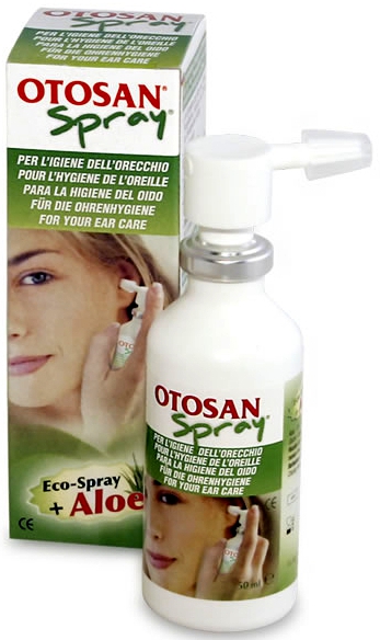 Otosan® Spray mit Biopflanzenextrakten wird zur Entfernung von Ohrenschmalz und für die tägliche Ohr