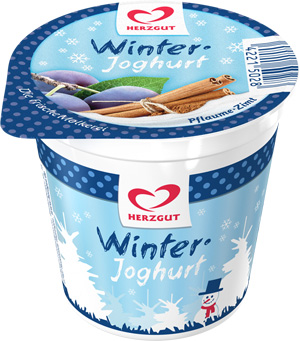 Im HERZGUT Winterjoghurt vereinen sich Winterzauber und natürlich frischer Milchgenuss. Im HERZGUT Winterjoghurt vereinen sich Winterzauber und natürlich frischer Milchgenuss.