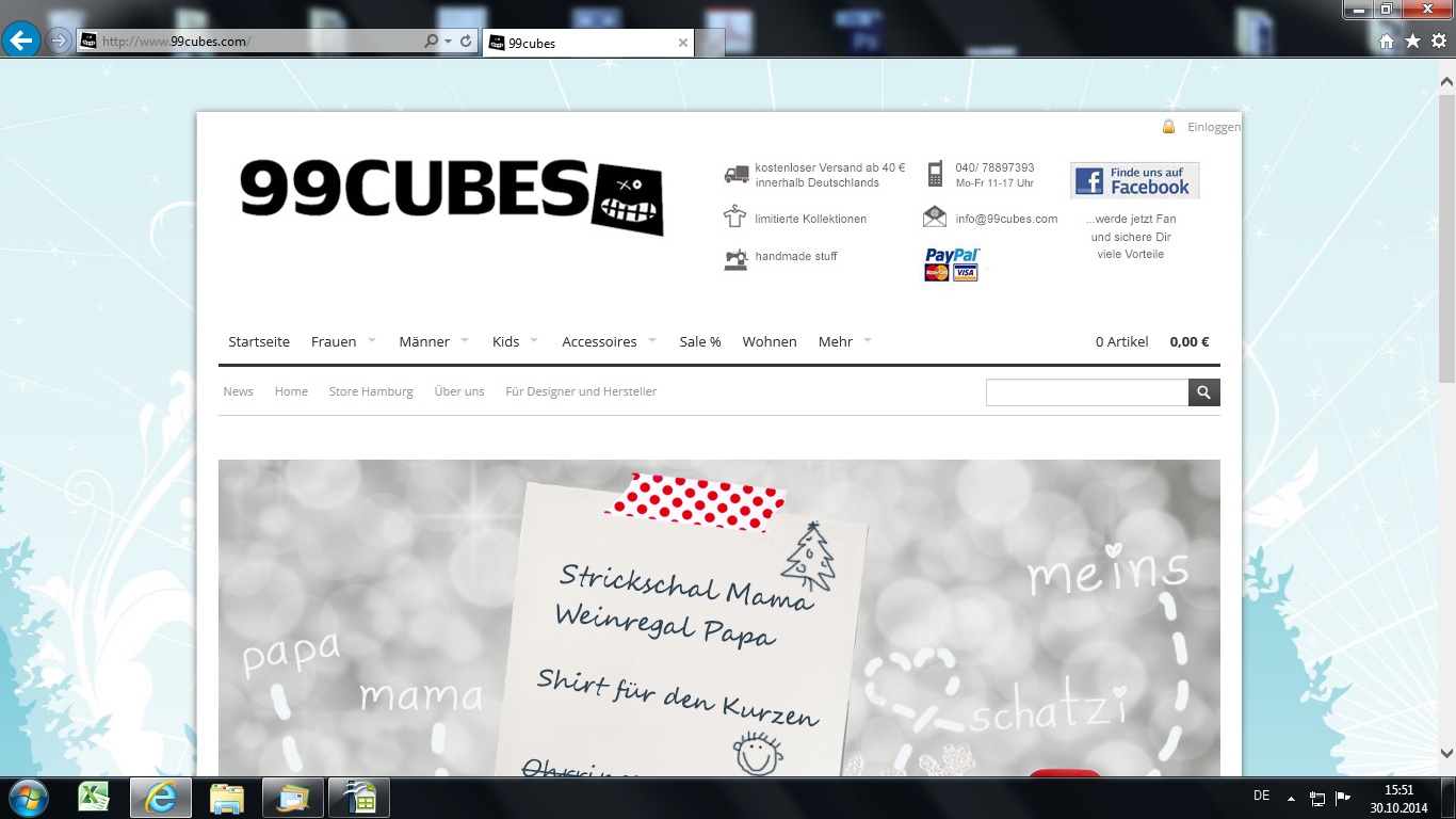 Ausblick auf den 99cubes Shop, der auf klares Design und Nutzerfreundlichkeit setzt