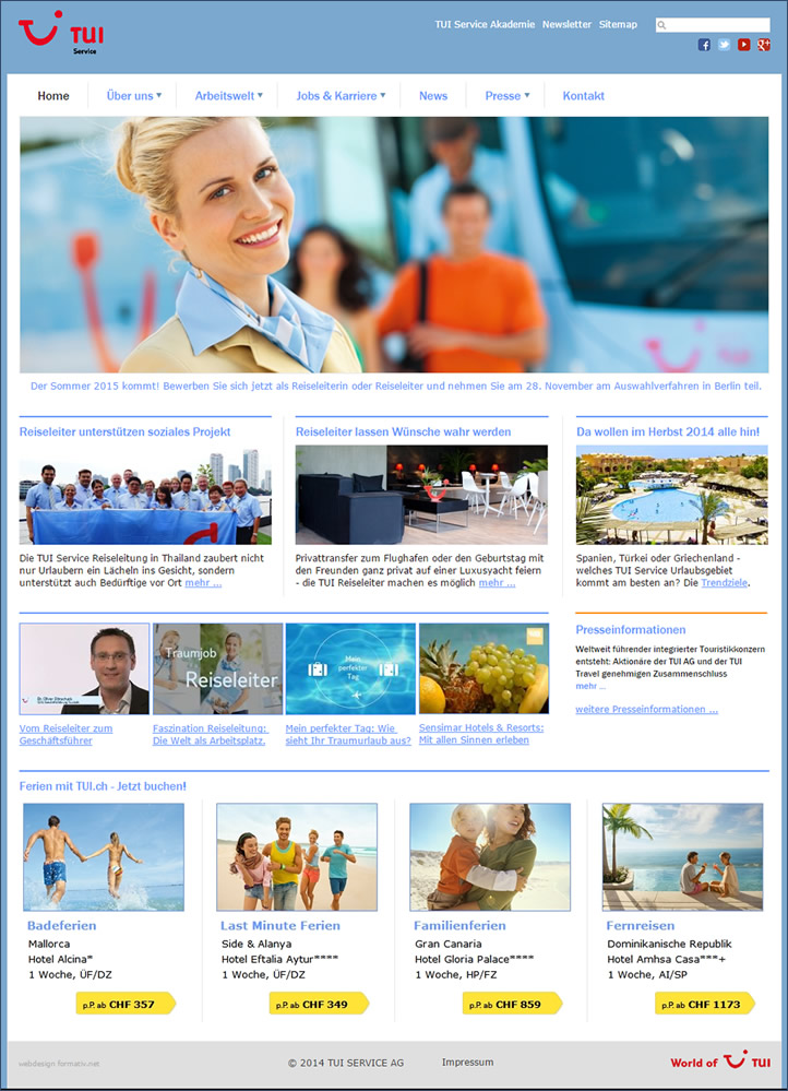 Die neue Internetseite der TUI Service AG: modern,übersichtlich und informativ Die neue Internetseite der TUI Service AG: modern,übersichtlich und informativ