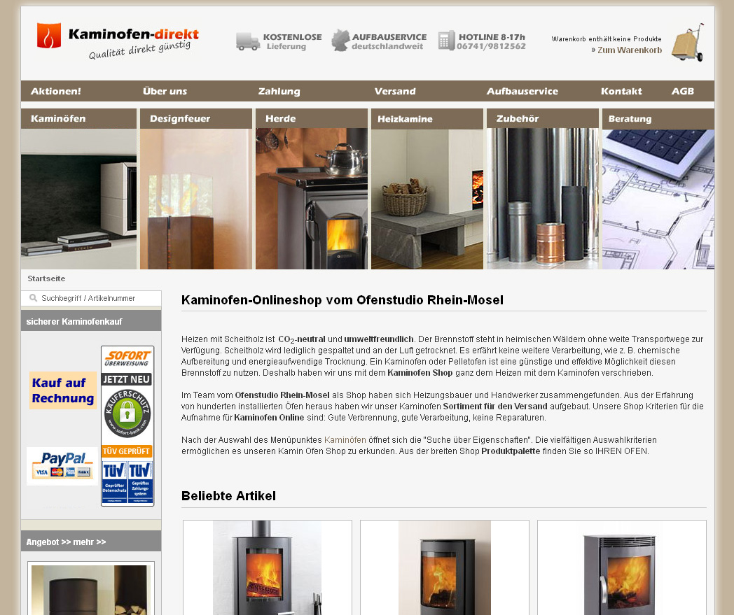 Webseite Kaminofen-direkt.de Webseite Kaminofen-direkt.de