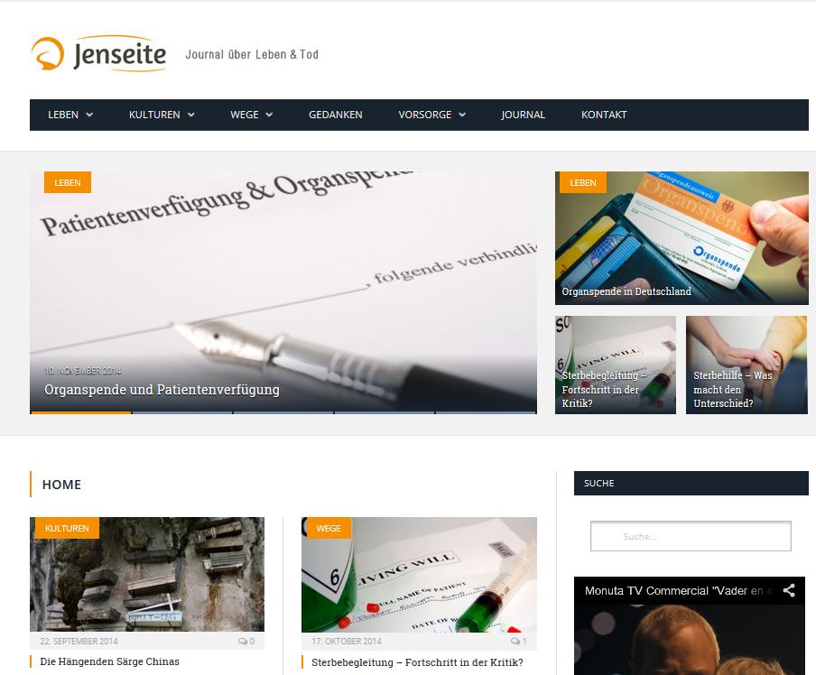 Screenshot Online-Journal"Jenseite"