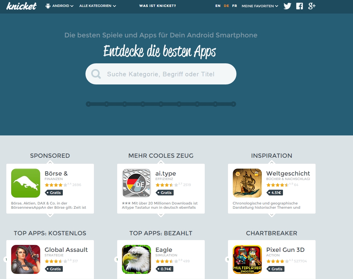 Knicket: Die neue Apps-Suchmaschine Knicket: Die neue Apps-Suchmaschine