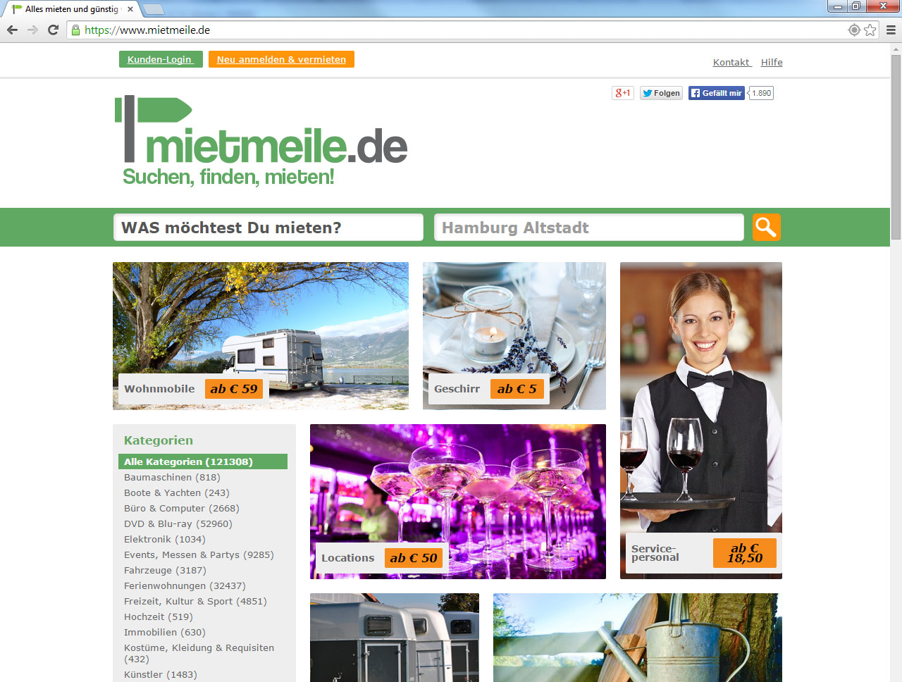 Mieten statt kaufen auf mietmeile.de