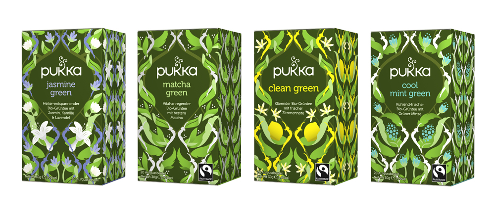 Mit den neuen Bio-Grüntees erweitert Pukka sein außergewöhnliches Teesortiment. Mit den neuen Bio-Grüntees erweitert Pukka sein außergewöhnliches Teesortiment.