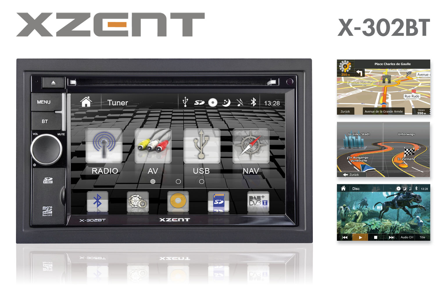Smarte 2-DIN Navi Xzent X-302BT: Topqualität, fairer Preis