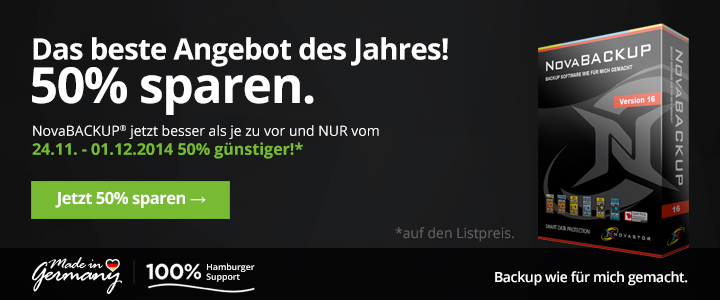 NovaStor gibt bis 50% Black Friday Rabatte