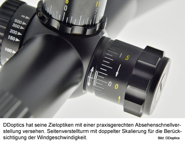 Praxisgerechte Absehenschnellverstellung für höchste jagdliche Ansprüche. Bild: DDoptics