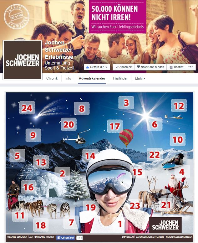 Der Jochen Schweizer Adventskalender 2014 Der Jochen Schweizer Adventskalender 2014