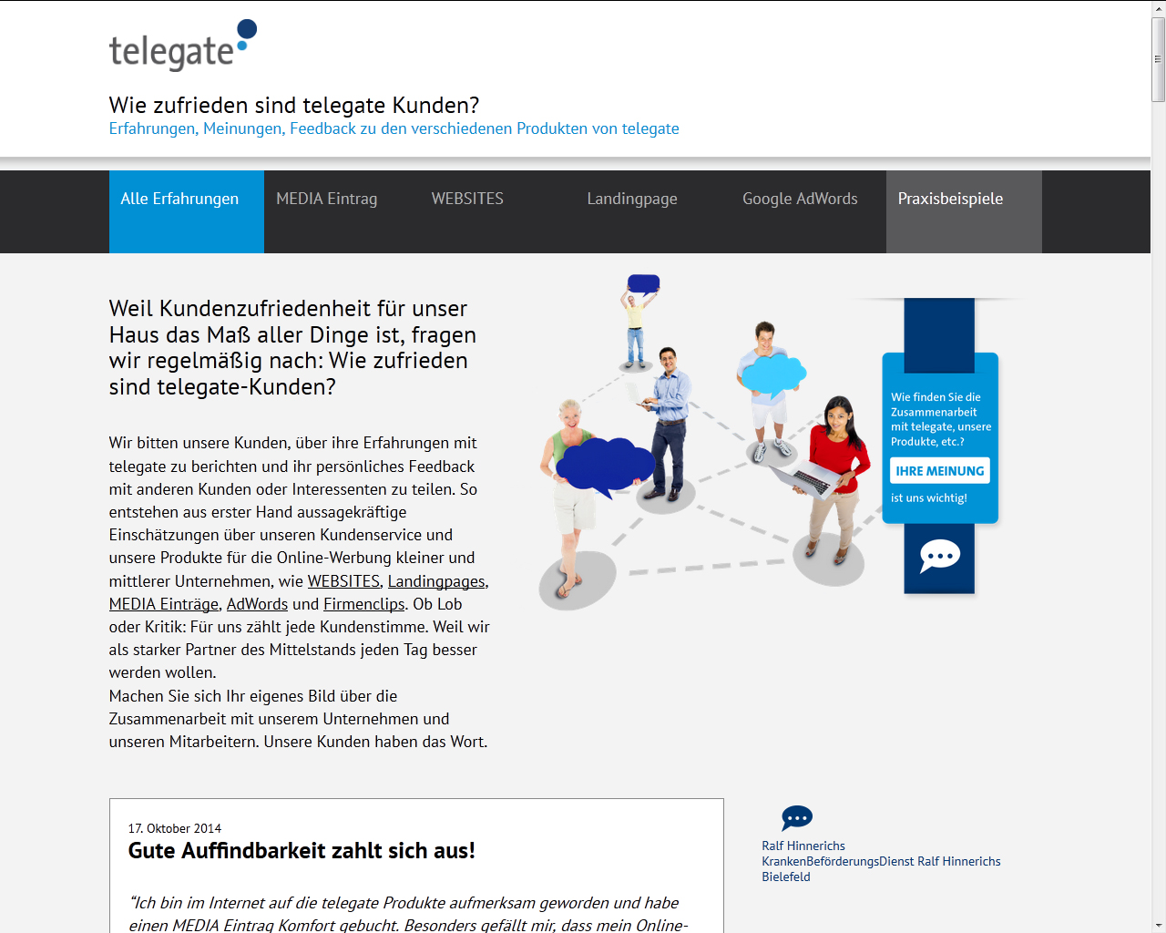 telegate hat einen neuen Blog mit Erfahrungen von Kunden gestartet (http://erfahrung.telegate.com)