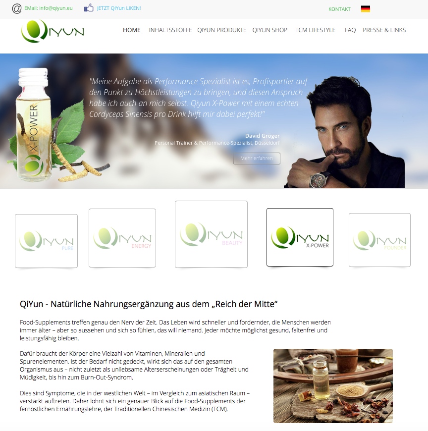 Die Homepage von QiYun bietet neben Produktinformationen umfassendes Wissen über die Einsatzmöglichk
