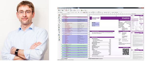 Nils Gerloff, Country Manager DACH bei Formpipe / Screenshot der Lasernet-Software Nils Gerloff, Country Manager DACH bei Formpipe / Screenshot der Lasernet-Software