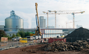 HKL Container auf der Großbaustelle der Südzucker AG in Zeitz.